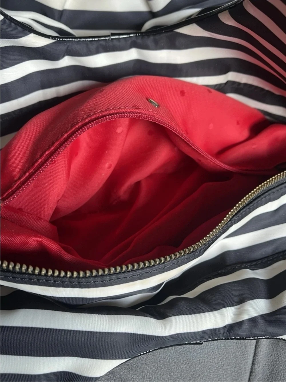 kate spade Black & White Striped Bow Handbag/Tote